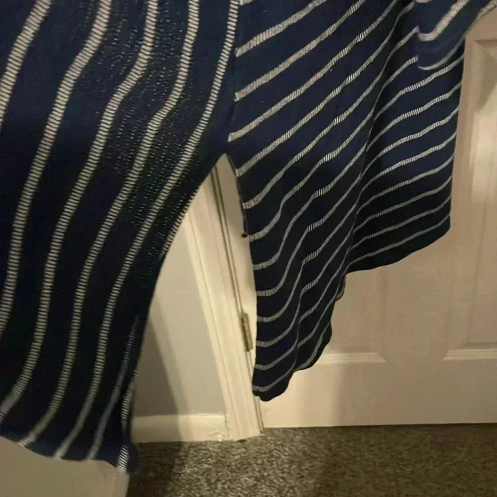 New Direction brand open kimono plus size 2x blue and white elbow sleeves - Picture 3 of 6